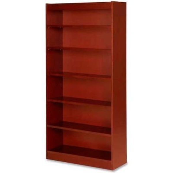Sp Richards Lorell® 6-Shelf Panel End Hardwood Veneer Bookcase, 36"W x 12"D x 72"H, Cherry LLR89054